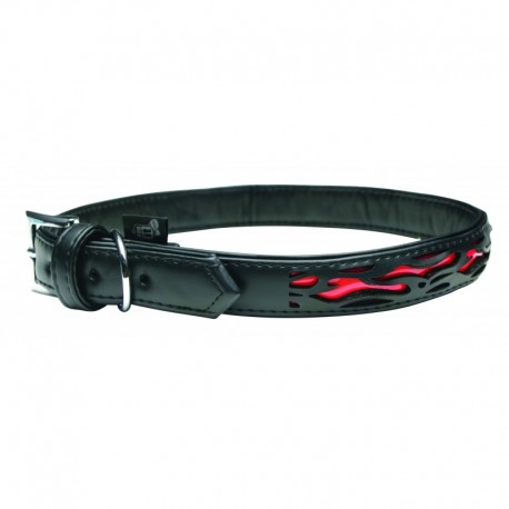 COLLAR REFLEC.XL-FLAME-NEGRA/NARANJ.61CMX25MM