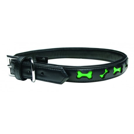 COLLAR REFLEC. -XL-BONE -NEGRA/VERDE 61CMX25MM