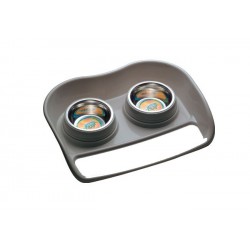 COMEDERO DOBLE INOX C/BASE, 1.8L.