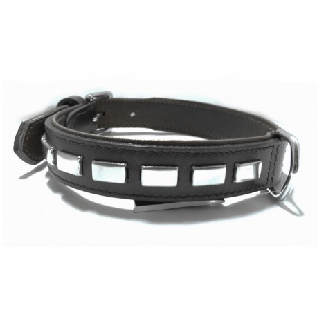 COLEIRA COURO MINHO PRETA 35/70