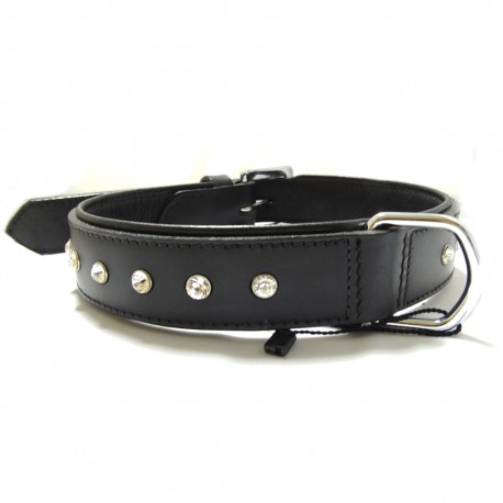 COLEIRA COURO C/BRIL. PRETA 20/50