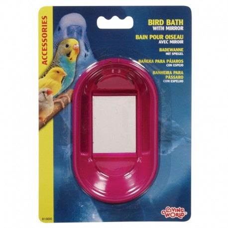 BAÑERA P/PÁJAROS C/ESPEJO | ACCESORIOS LIVING WORLD