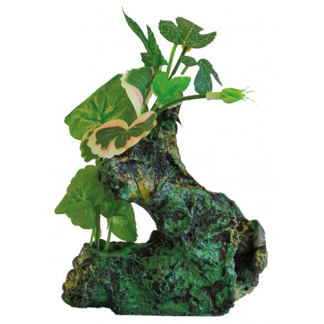DECORACION TRONCO C/ PLANTAS  12X7X12CM
