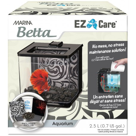 ACUARIO KIT P/BETTAS 2.5 Lt. "EZ CARE" NEGRO