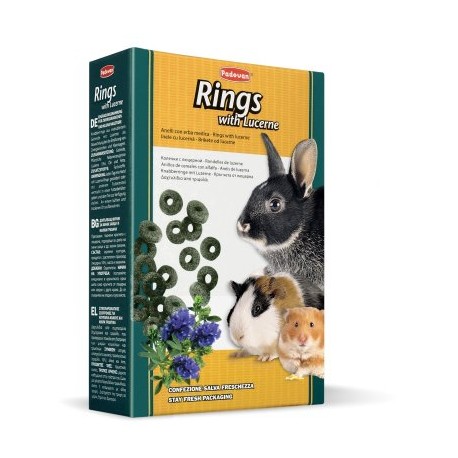 RINGS WITH LUCERNE | ANILLOS DE CEREALES C/ALFALFA P/CONEJOS ENANOS Y PEQUEÑOS ROEDORES - 150GR