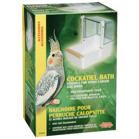 BAÑERA EXTERNA BLANCA P/COTORRAS | ACCESORIOS LIVING WORLD
